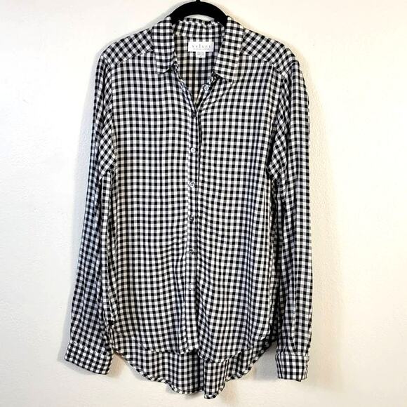 Velvet Graham & Spencer Shirt Women's S Black White Check Classic Preppy Coastal - Picture 10 of 10